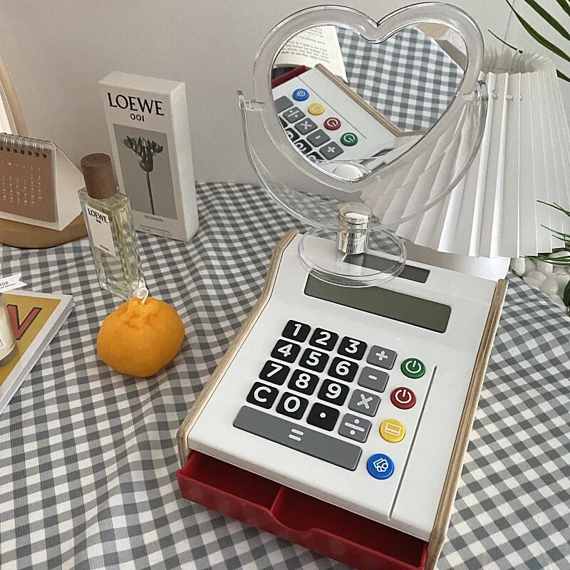 Jauns akrila divpusējas kosmētikas spogulis sirds formas kosmētiskais spogulis caurspīdīgs pamats mājas guļamistabai darbvirsmai