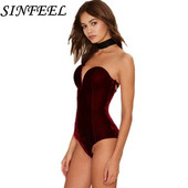 SINFEEL Sexy Velour Bodysuit 2018 Sieviešu mežģīnes bez muguras Bodycon body feminino kombinezoni Rompers sieviešu kombinezons combinaison femme