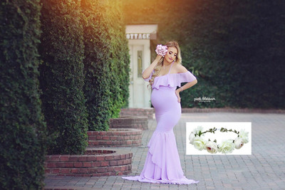 Nāras grūtnieču kleitas fotosesijai grūtniecēm Grūtnieču kleitas fotografēšanai Sexy off pleciem maksi grūtnieču kleita