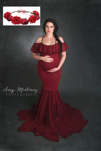 Nāras grūtnieču kleitas fotosesijai grūtniecēm Grūtnieču kleitas fotografēšanai Sexy off pleciem maksi grūtnieču kleita