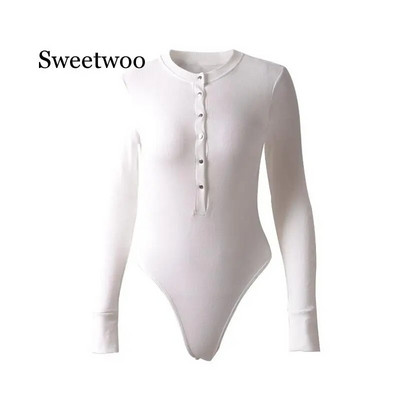 Női bézs fekete hosszú ujjú bodyk gombok karcsú nadrágok női szexi V nyakú kötött bodyk