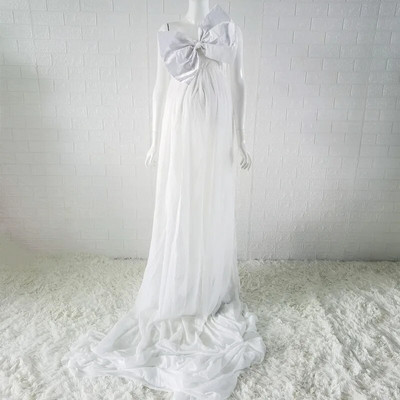 Jaunas modes liela bantītes stila grūtnieču fotografēšanas rekvizīti kleitas grūtniecēm fotosesijas apģērbs garās kleitas