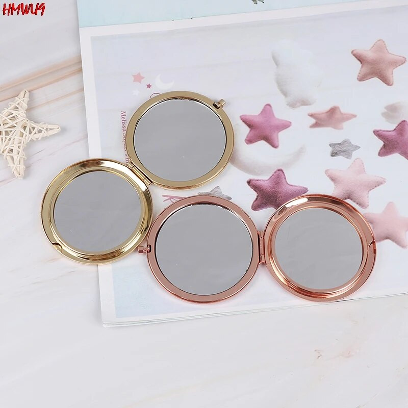 1 gab. JAUNA mini divpusēja spogulis sieviešu modes sieviešu kosmētikas spogulis, kosmētiska saliekama kompakta kabata ar aplauzuma rīku Jauka dāvana