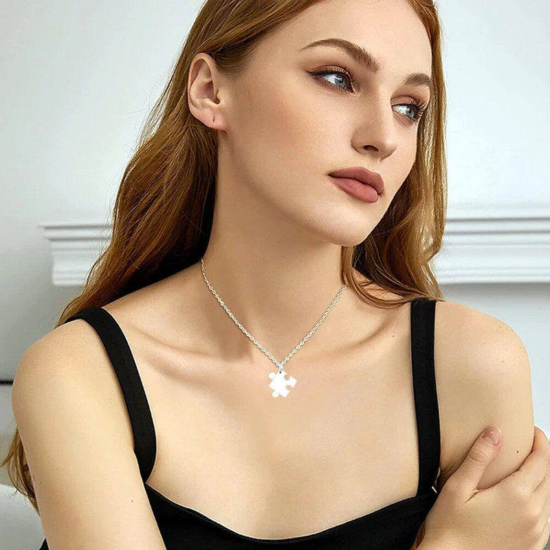 Új design szerelmes rejtvény pár nyaklánc hip hop punk szív alakú pár varrott nyaklánc nőknek Barátság ékszer 2 db/készlet