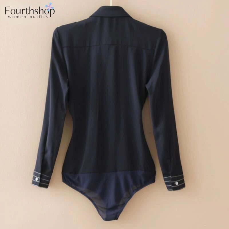 2023. aasta moetriibulise disainiga pikkade varrukatega bodid Naiste ärivorm Body Särgid Pluusid Kontori naiste topid Monos Mujer