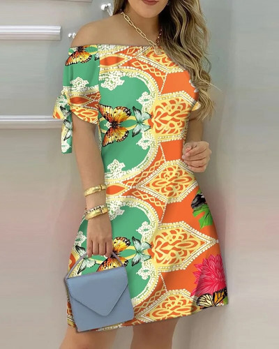 Terhes nők váll nélküli kismama ruha Szexi rövid ujjú csokornyakkendő csíkos virágmintás Terhesruhák Alkalmi bő ruha