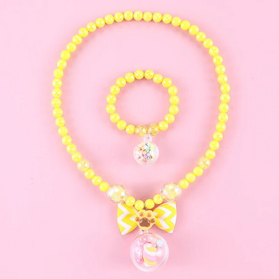 Makersland Dječja slatka ogrlica, set narukvica, slatki privjesak, ružičasto ljubičaste perle, ogrlice za djevojčice, perle, DIY nakit, veleprodaja