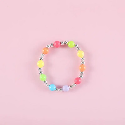 Makersland Dječja slatka ogrlica, set narukvica, slatki privjesak, ružičasto ljubičaste perle, ogrlice za djevojčice, perle, DIY nakit, veleprodaja