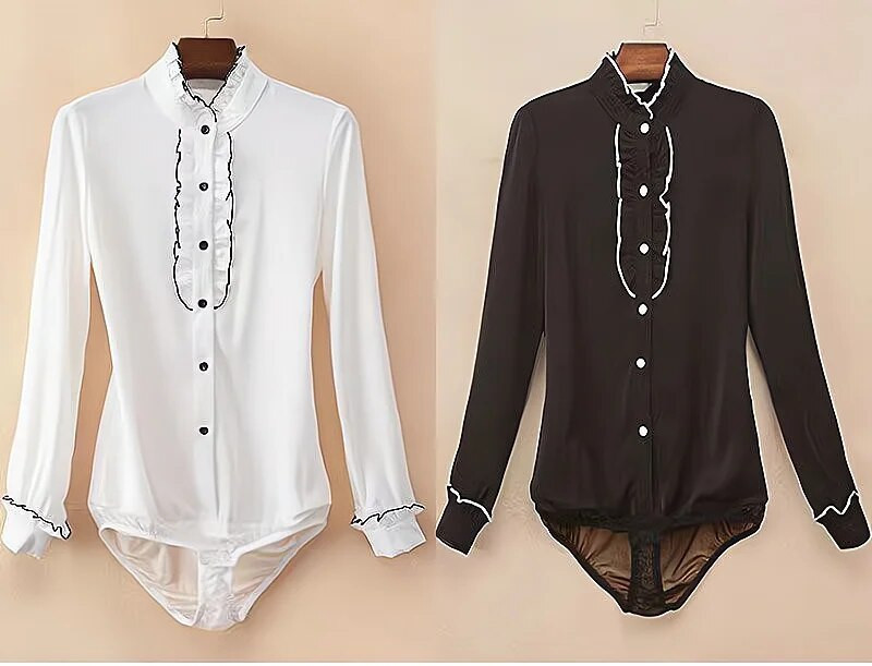 Pavasara šifons eleganti sieviešu bodiji ar garām piedurknēm biroja dāmu pogām Blūzes Vintage krekli Sieviešu topi Camisas Para Mujer