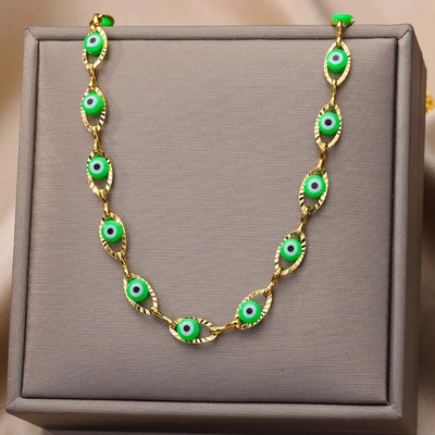 Madingi „Evil Eye“ karoliai moterims, nerūdijančio plieno aukso spalvos „Evil Eye“ pakabukų karoliai „Lucky Aesthetic Turkish Jewelry Femme“