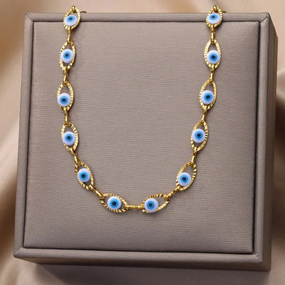 Madingi „Evil Eye“ karoliai moterims, nerūdijančio plieno aukso spalvos „Evil Eye“ pakabukų karoliai „Lucky Aesthetic Turkish Jewelry Femme“