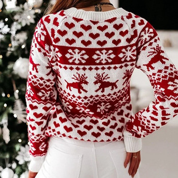 2023 Нов зимен коледен пуловер за жени Xmas Moose Knit Y2K дрехи с дълъг ръкав Топли удебелени джъмпери Пуловер Топове Плетива