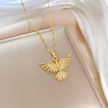 Класическа мода Феникс Wings Колие за жени Елегантен банкет Сватбени бижута Златна птица Wings Колие Подарък за рожден ден