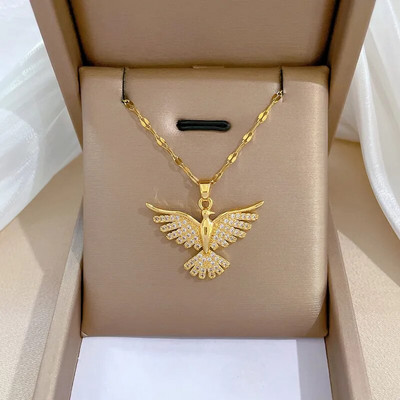 Klasszikus divatos Phoenix Wings nyaklánc nőknek Elegáns bankett esküvői ékszerek Golden Bird Wings nyaklánc születésnapi ajándék