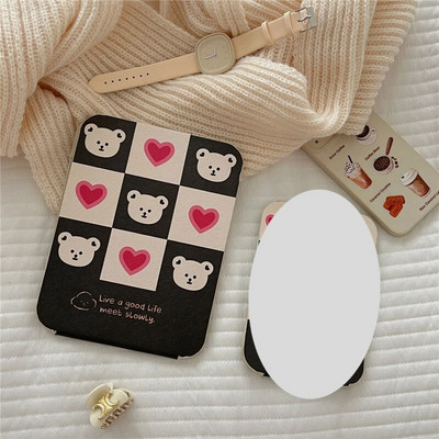 Modes sieviešu spoguļi INS meiteņu multfilma salokāms mazs spogulis grima spogulis studentu kopmītņu galddatora pārnēsājams pārģērbšanās spogulis