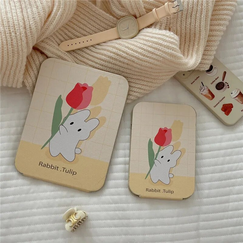 Modes sieviešu spoguļi INS meiteņu multfilma salokāms mazs spogulis grima spogulis studentu kopmītņu galddatora pārnēsājams pārģērbšanās spogulis