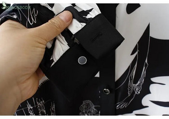 2023 Елегантно боди от шифон Дамски комбинезон с дълги ръкави Офис дамски блузи и топове Женска тениска с принт Дизайн в японски стил