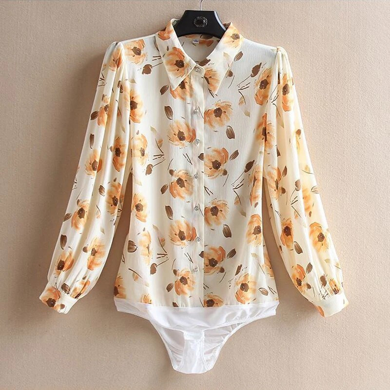 Crne košulje dugih rukava s printom za žene Proljeće Novi dizajn Moda Svečane retro šifonske bluze Radne majice za uredske dame