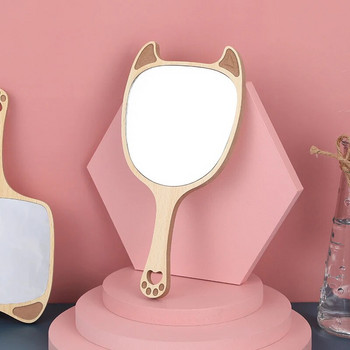 Καθρέφτες χειρός Ξύλινο δημιουργικό σχέδιο μακιγιάζ Φορητός καθρέφτης καλλυντικών φορητός καθρέφτης νιπτήρας Χαριτωμένο αυτί γάτας зеркало Maquiagem Espejo