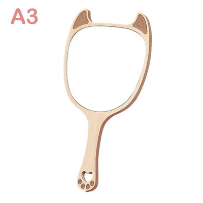 Rokas spoguļi Koka radošā dizaina grims Rokā turams kosmētikas spogulis pārnēsājams tualetes spogulis Cute Cat Ear зеркало Maquiagem Espejo