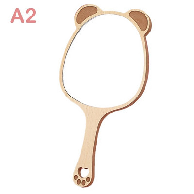 Rokas spoguļi Koka radošā dizaina grims Rokā turams kosmētikas spogulis pārnēsājams tualetes spogulis Cute Cat Ear зеркало Maquiagem Espejo