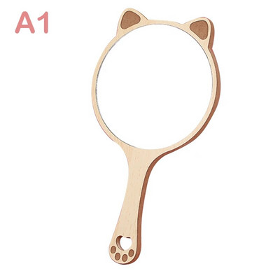 Rokas spoguļi Koka radošā dizaina grims Rokā turams kosmētikas spogulis pārnēsājams tualetes spogulis Cute Cat Ear зеркало Maquiagem Espejo