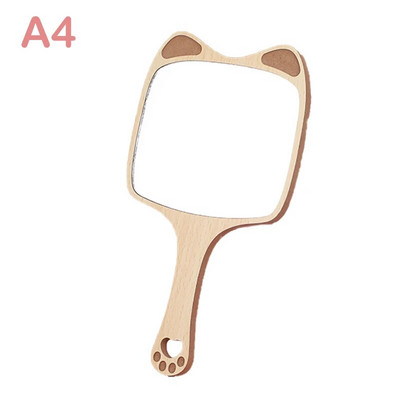 Rokas spoguļi Koka radošā dizaina grims Rokā turams kosmētikas spogulis pārnēsājams tualetes spogulis Cute Cat Ear зеркало Maquiagem Espejo