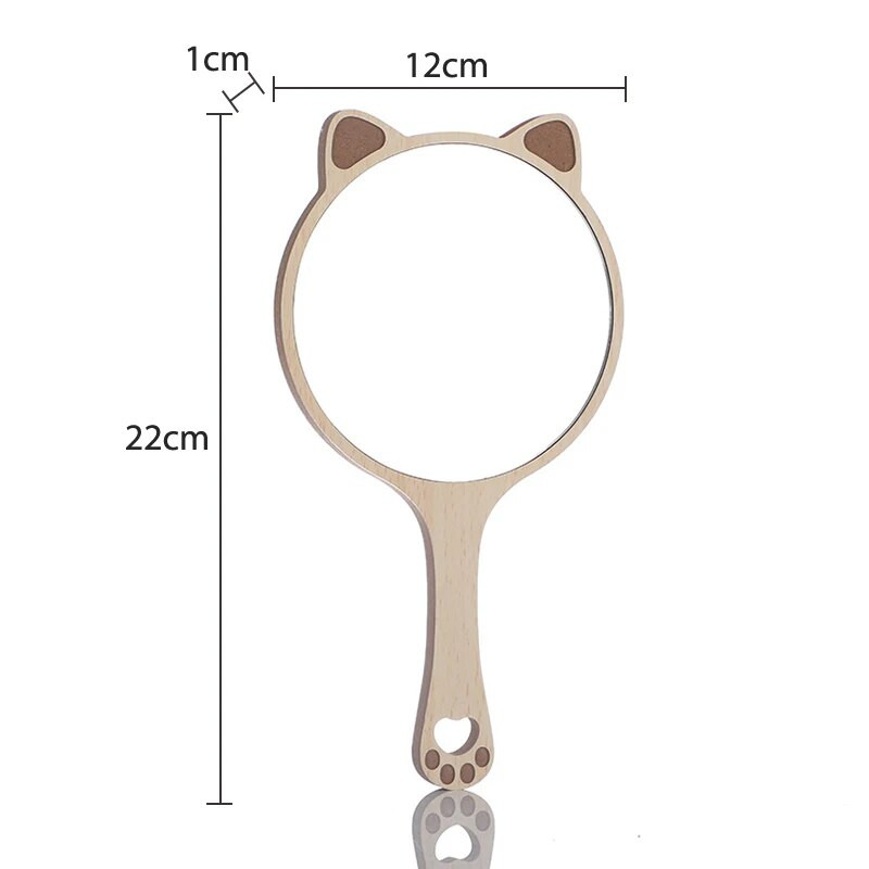 Rokas spoguļi Koka radošā dizaina grims Rokā turams kosmētikas spogulis pārnēsājams tualetes spogulis Cute Cat Ear зеркало Maquiagem Espejo