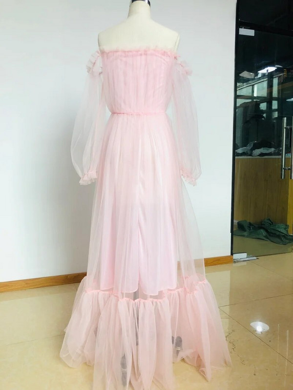 Zila gara sieta pūkaina grūtnieču kleita ar vienu plecu ar garām piedurknēm kleita ar augstu vidukli Fotogrāfiju rekvizīti Grūtniecēm Vestidos