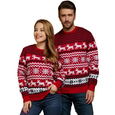 Novi zimski obiteljski božićni džemperi za 2023. Ležerne široke džempere za mamu i tatu, za djecu Odgovarajuća odjeća Topli mekani puloveri Božićni izgled
