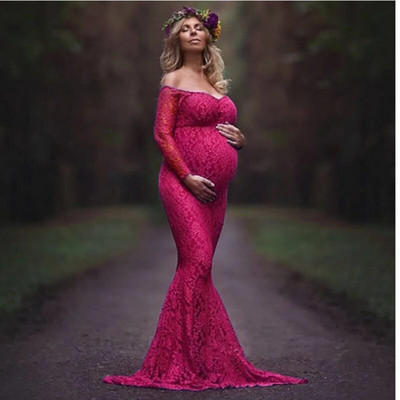 Vállon kívüli kismamaruha fényképezésre alkalmas, hosszú szoknya, terhes nők, karácsonyi ruhák, ruhák, fotózás