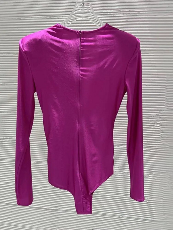 VGH, čvrsti nabori, seksi bodi za žene s V izrezom, dugim rukavima i visokim strukom, uski temperamentni bodi Ženska modna odjeća