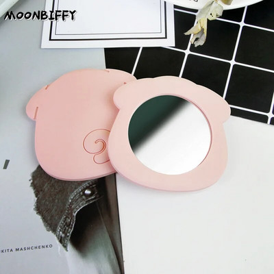 Сладко огледало за грим Преносимо компактно джобно Espejo Women Girl Cosmetic Small Compact Makeup Espejos Rabbit Bear Shape for Girls