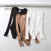 Seksi ženske tanke uske majice dugih rukava sa skrivenim gumbima Ženske hlače Ulična odjeća