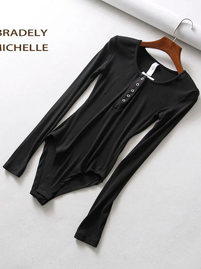 Seksi ženske tanke uske majice dugih rukava sa skrivenim gumbima Ženske hlače Ulična odjeća