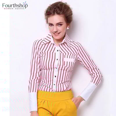 Modni prugasti bodi Žene Uredske dame Radne bodi majice dugih rukava Elegantne majice i bluze Ženska odjeća 2021.