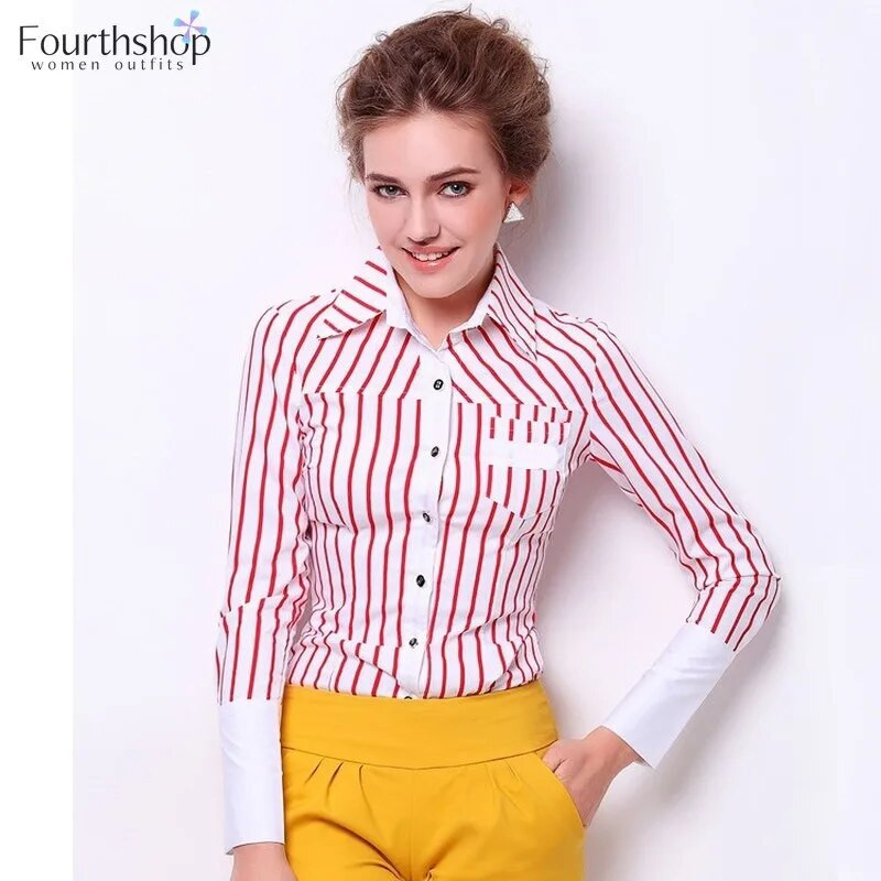 Modni prugasti bodi Žene Uredske dame Radne bodi majice dugih rukava Elegantne majice i bluze Ženska odjeća 2021.
