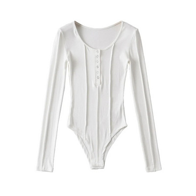 Proljetno-jesenske ženske hlače s dugim rukavima i okruglim izrezom Ležerni pleteni rastezljivi uski bodi