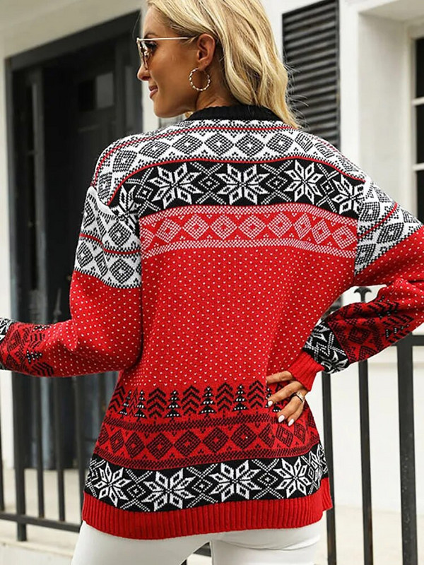 Elegantni božićni ženski pulover Modni pleteni top dugih rukava Ležerni puloveri s O izrezom Jesen Zima Novo u pletivi 2023.