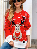 Božićni ženski pulover Modni pleteni topovi dugih rukava Široki crni puloveri s O izrezom Jesen Zima Novo u pletivi 2023.