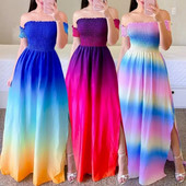 Ljetne trudnice, seksi vjenčanica s otvorenim ramenima, večernja haljina s printom vilica sa strane, modna ležerna odjeća za plažu, 2023.