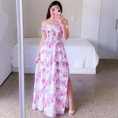 Ljetne trudnice, seksi vjenčanica s otvorenim ramenima, večernja haljina s printom vilica sa strane, modna ležerna odjeća za plažu, 2023.