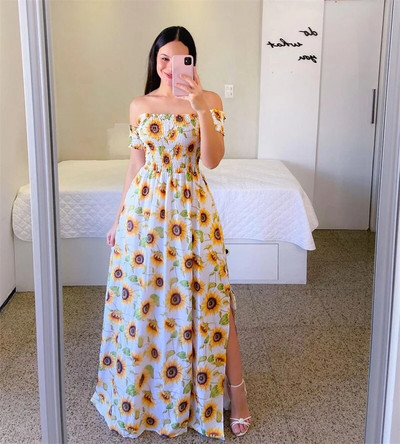 Ljetne trudnice, seksi vjenčanica s otvorenim ramenima, večernja haljina s printom vilica sa strane, modna ležerna odjeća za plažu, 2023.