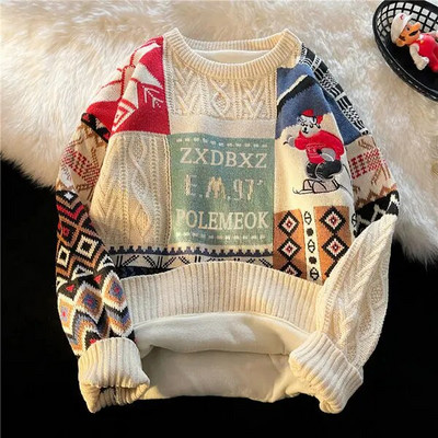 Božićni džemper Muška zimska plišana topla pletena košulja Američki široki modni kostim džemper za par