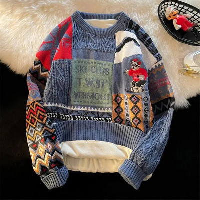 Božićni džemper Muška zimska plišana topla pletena košulja Američki široki modni kostim džemper za par