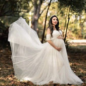 Terhes női kismama, váll nélküli maxi ruha sifon Flowy Photography Photo Shoot Baby Shower hosszú ruha menyasszonyi parti ruha