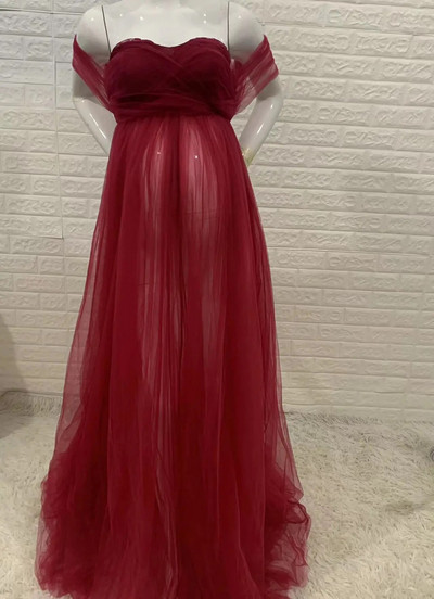 Terhes női kismama, váll nélküli maxi ruha sifon Flowy Photography Photo Shoot Baby Shower hosszú ruha menyasszonyi parti ruha