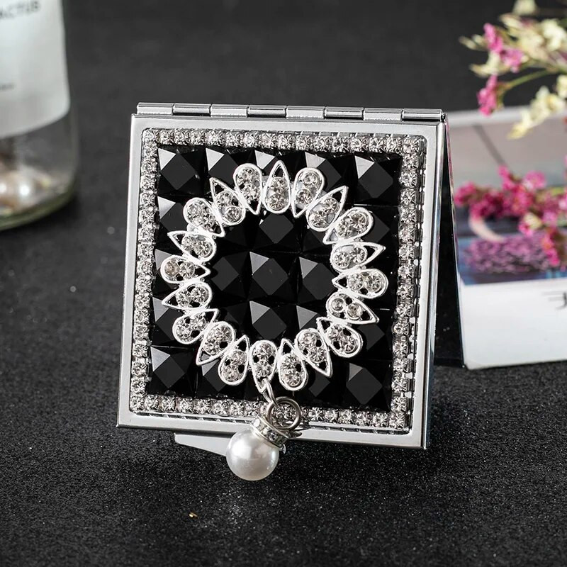 Modno žensko mini džepno kozmetičko ogledalo za šminkanje, dvostrano sklopivo kompaktno ogledalo za uljepšavanje, veleprodajni pokloni za zabave