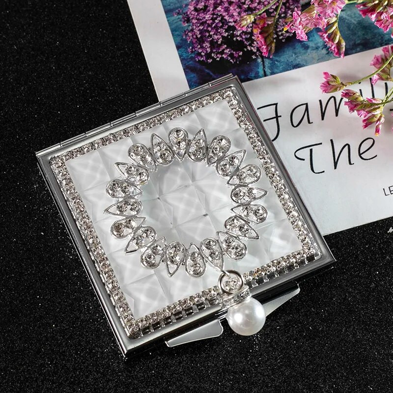 Modno žensko mini džepno kozmetičko ogledalo za šminkanje, dvostrano sklopivo kompaktno ogledalo za uljepšavanje, veleprodajni pokloni za zabave