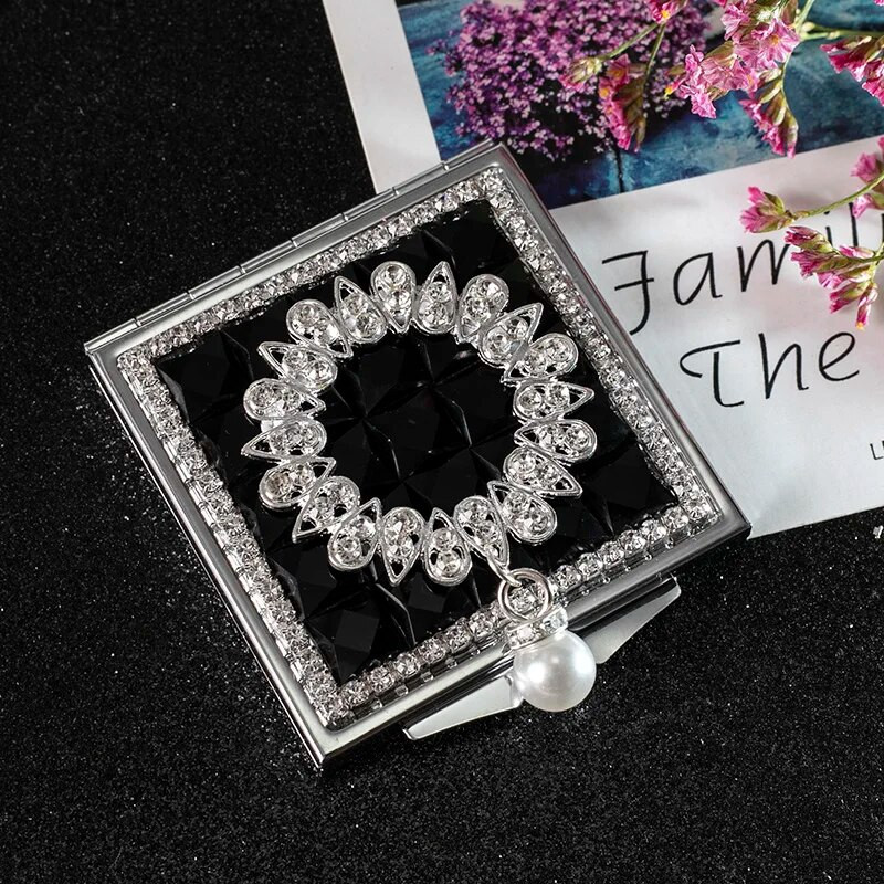 Modno žensko mini džepno kozmetičko ogledalo za šminkanje, dvostrano sklopivo kompaktno ogledalo za uljepšavanje, veleprodajni pokloni za zabave